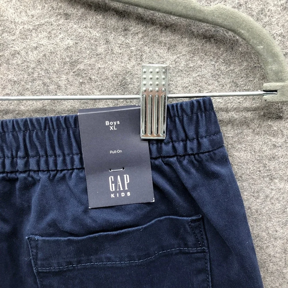 NWT Gap Boys XL (12) Pull On Chino Shorts Drawstring Flat Front Navy Blue